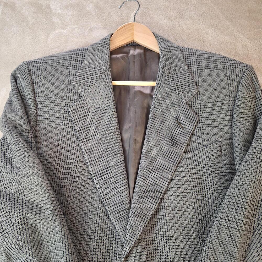 Canali Sport Coat Mens 42R Gray Wool Check Classic Fit Ventless 2 Button Italy